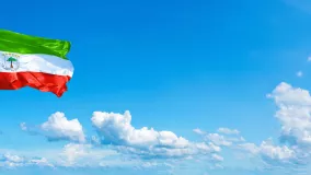 Equatorial Guinea flag on a blue sky
