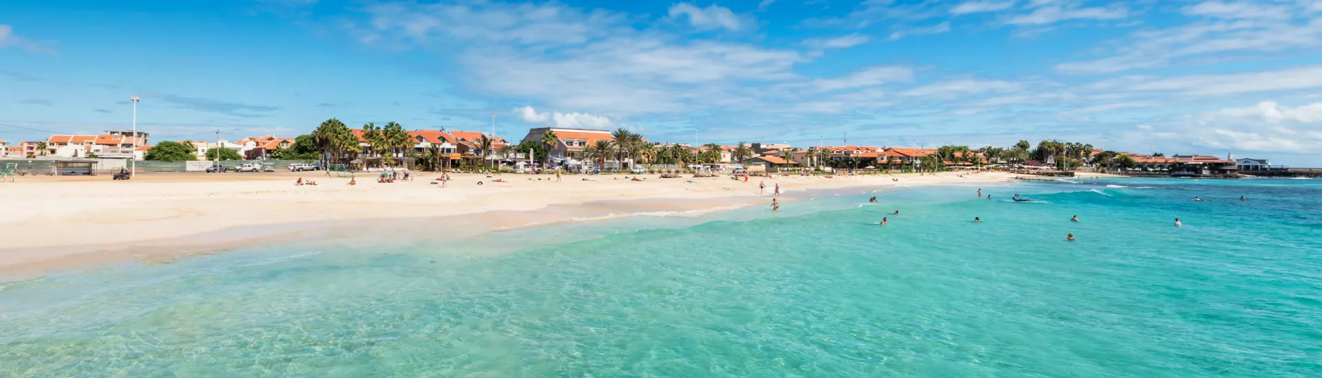 Panoramic view of Santa Maria beach in Sal Cape Verde