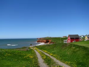 Typical landscape of the Magdalen Islands, Quebec, Canada