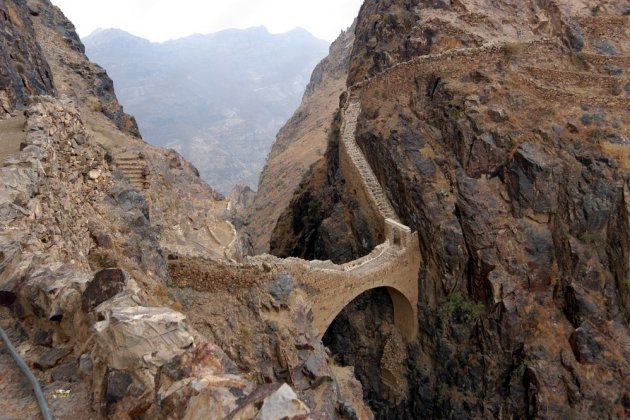 a bridge in the village of Shihara, Yemen