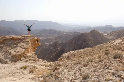 Blick auf die Gebirgskette vom Tafila Highway aus, Depression des Toten Meeres, Jordanien