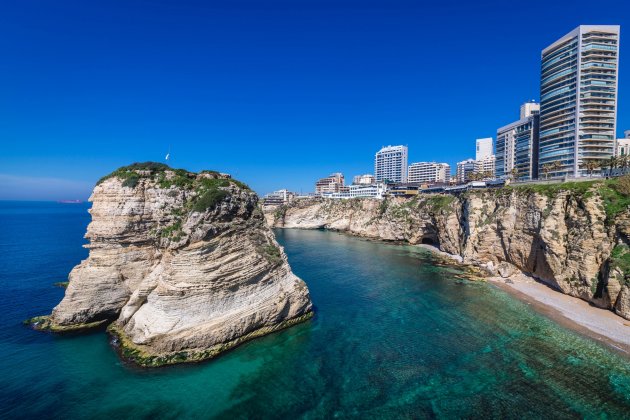 Raouche Rocks in Beirut, the capital of Lebanon