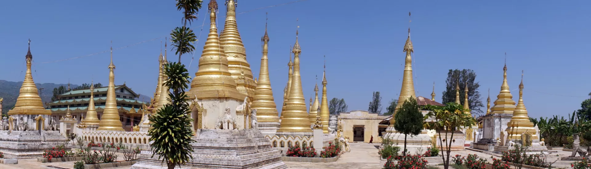 Stupas in a monastery, Myanmar