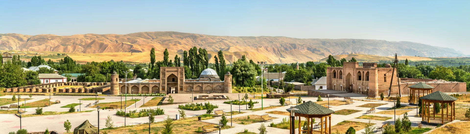 View of Madrasas Kuhna and Nav from Hisor Fortress, Tajikistan
