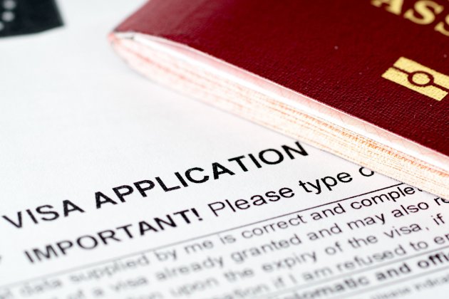 visa application form with passport