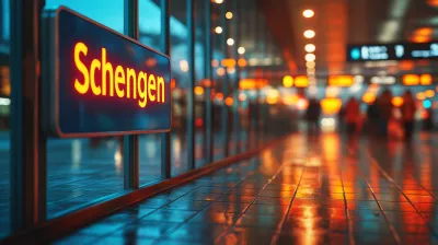 Schengen sign in a modern airport terminal