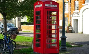 The traditional red telephone box of Great Britain