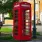 The traditional red telephone box of Great Britain