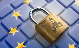 EU flag on keyboard and lock