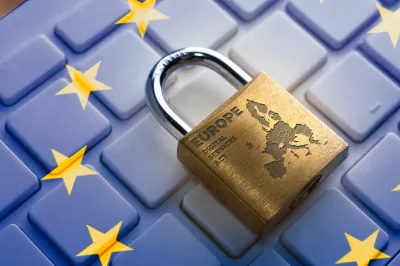 EU flag on keyboard and lock