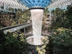 Artificial waterfall at the airport