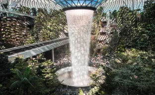 Artificial waterfall at the airport