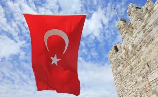 The flying flag of Turkey