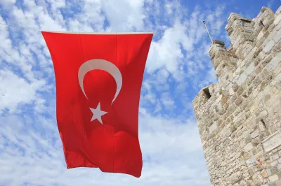 The flying flag of Turkey